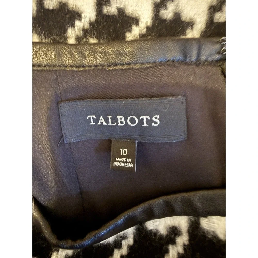 Talbots NEW Houndstooth Black White Wool Blend Pencil Skirt Size 10 NWOT